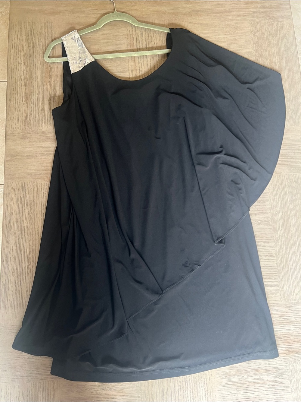 Dress Barn Black One-Shoulder Dress with Gold Embellished Strap
